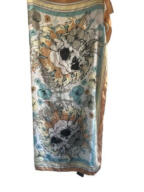 Rubi| Metallica Skull Print Scarf in Blue, Cream & Tan